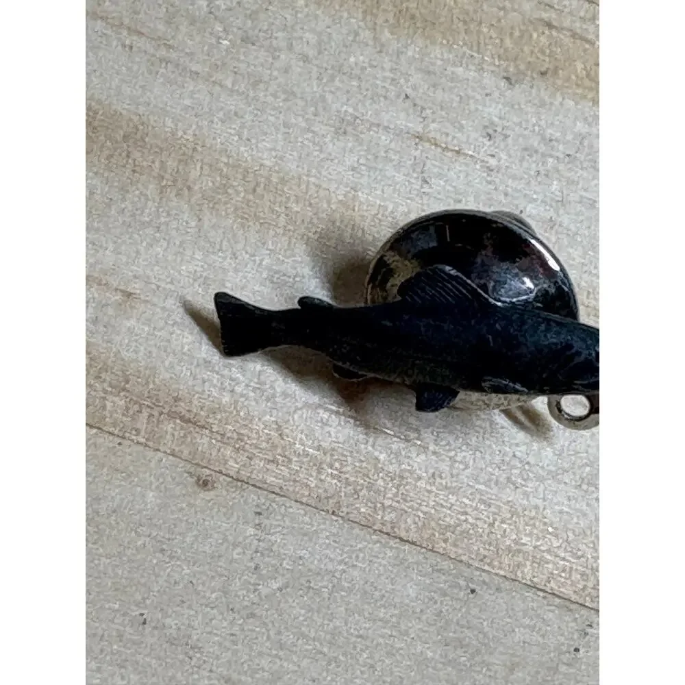 Sid Bell Vintage Salmon Fish Bass Pin Sterling Silver Tie Tack